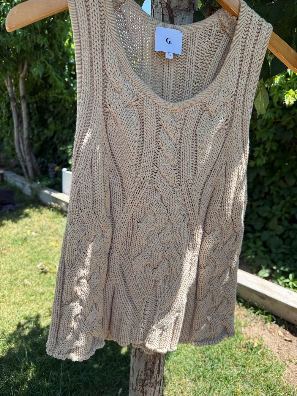 Beige Cable Knit Tank Top